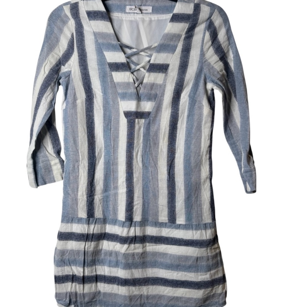 BCBGeneration Blue and White Striped Top